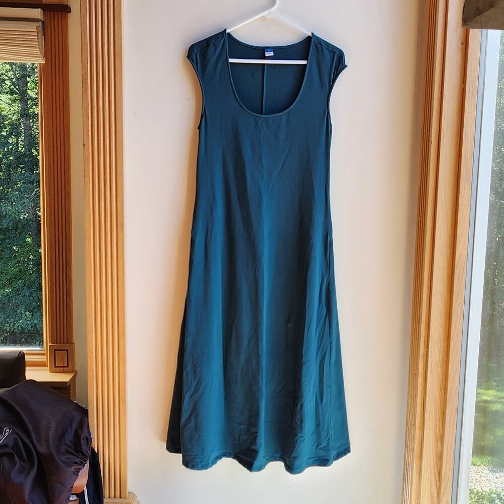 Old Navy Green/Teal Cap Sleeve Maxi Dress